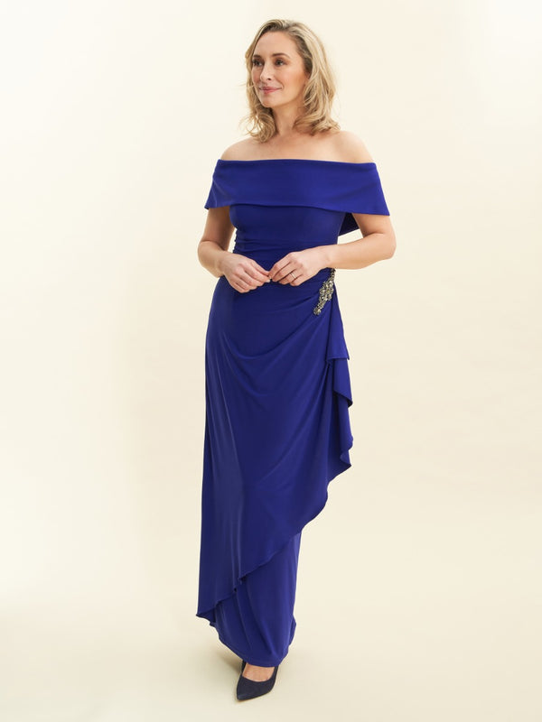 Gail Off Shoulder Asymmetrical Dress With Hip Detail