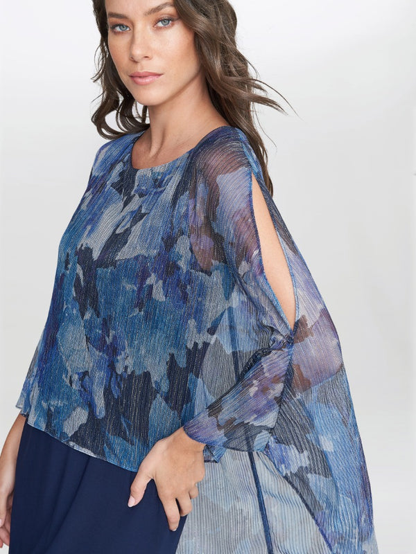 Brenya Floral Print Shimmer Popover Dress