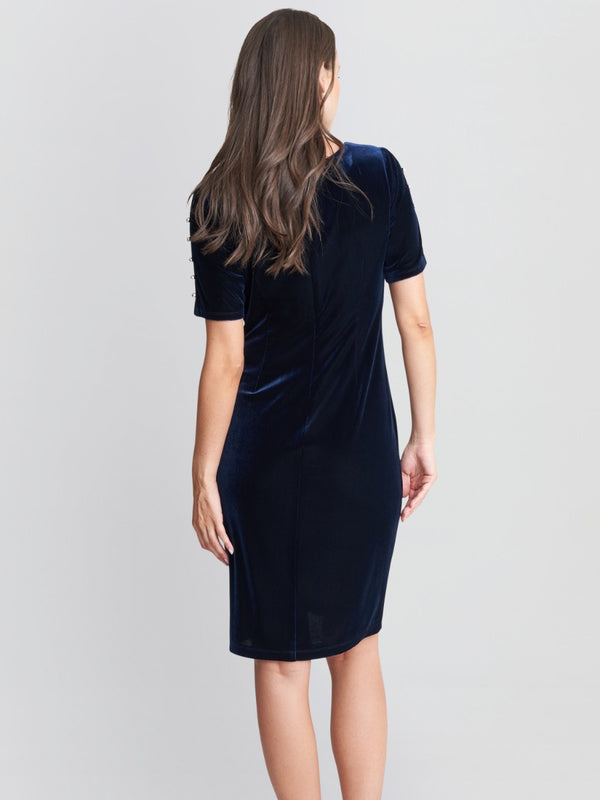 Deanna Velvet Scoop Neck Dress With Embellishment Detail