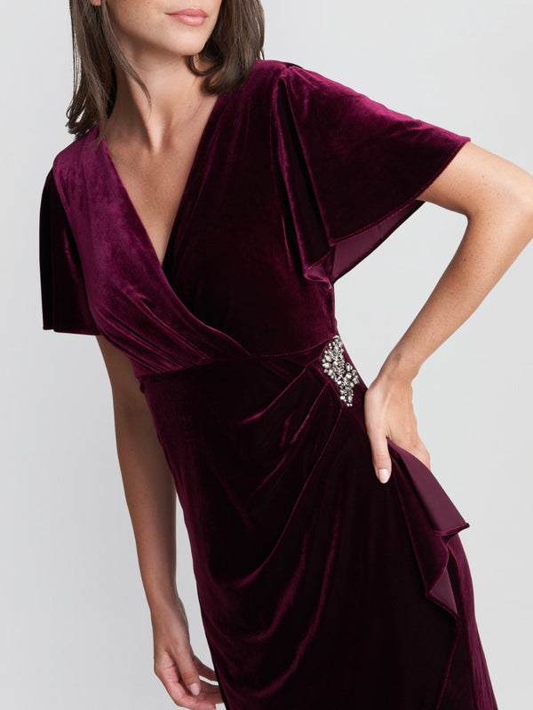 Kadie Velvet Dress With Embellishment Detail