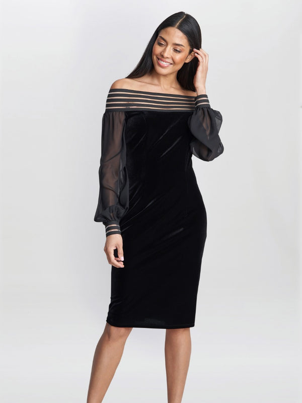 Taylor Velvet Off The Shoulder Dress