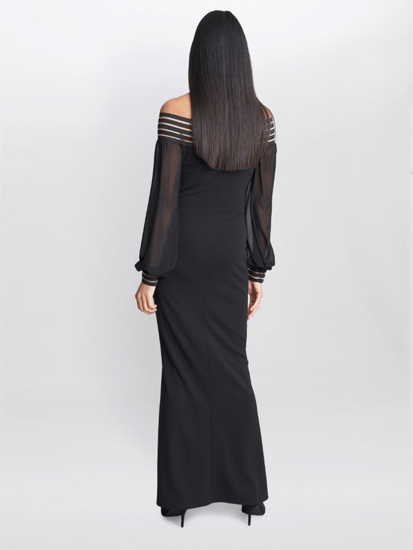 Vanessa Crepe Maxi Dress With Neck Trim