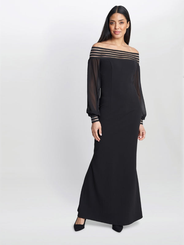 Vanessa Crepe Maxi Dress With Neck Trim