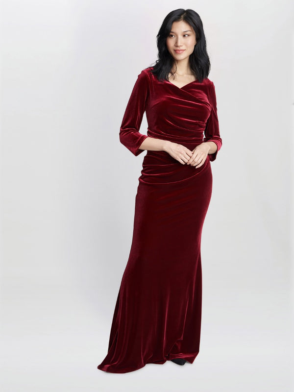 Sophie Velvet Maxi Dress With 3/4 Sleeve