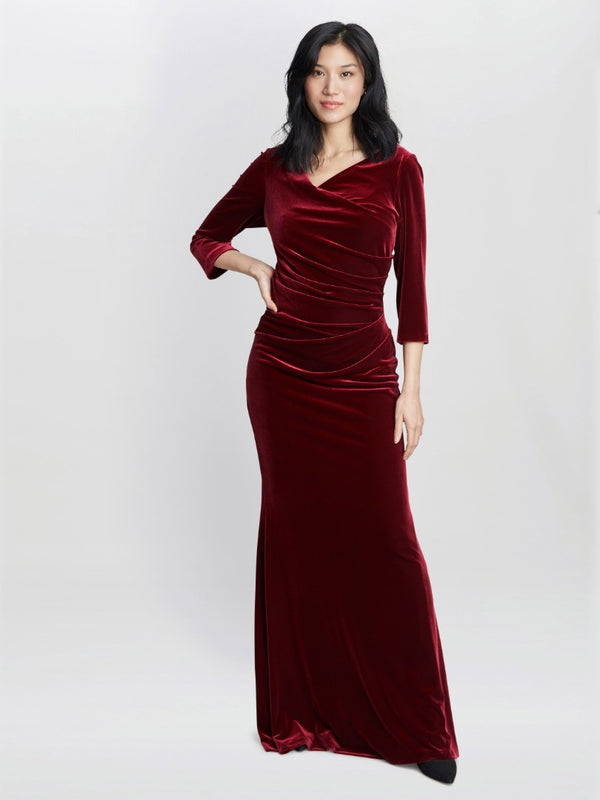 Sophie Velvet Maxi Dress With 3/4 Sleeve