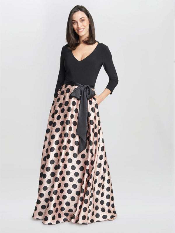 Esther Spot Print Satin And Jersey Dress