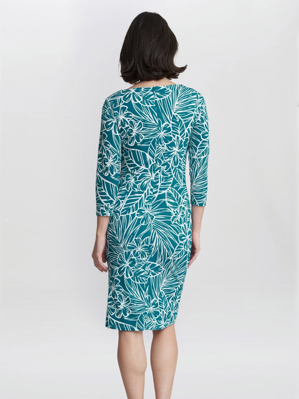 Adeline Printed Jersey Cowl Neck Dress