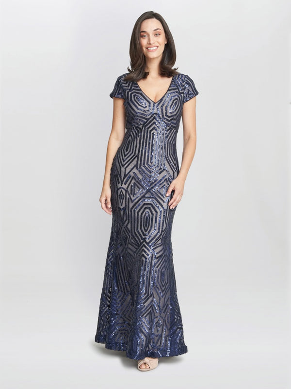 Marcia Sequin Contrast Gown