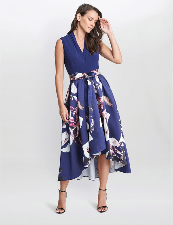 Megan Sleeveless Floral High Low Dress