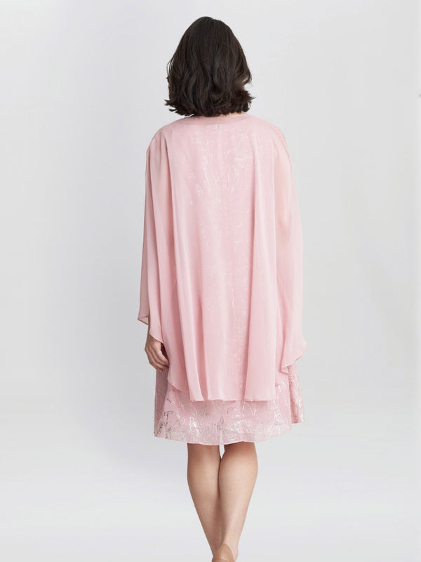 Saskia Foil Floral Dress And Chiffon Cape