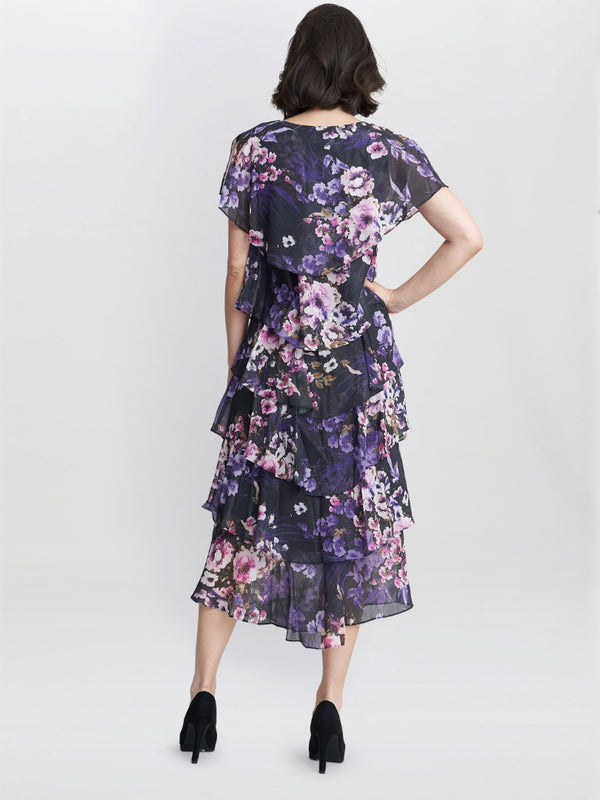 Leticia Floral Print Midi Tiered Dress