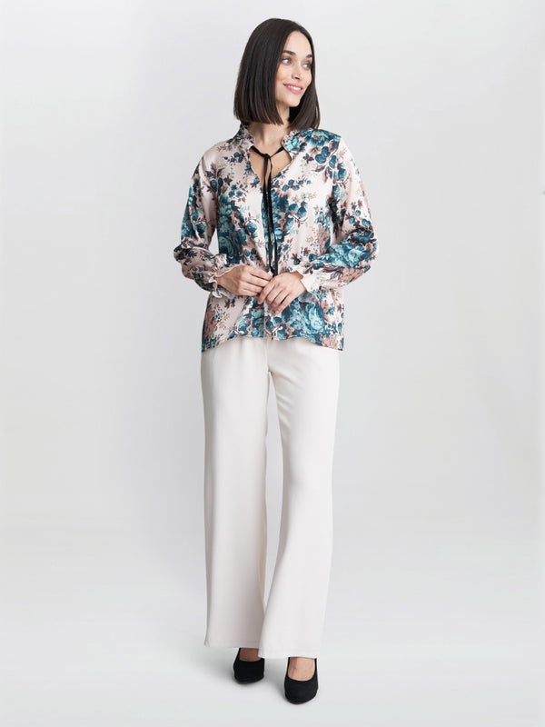 Daria Floral Blouse With Tie Neck