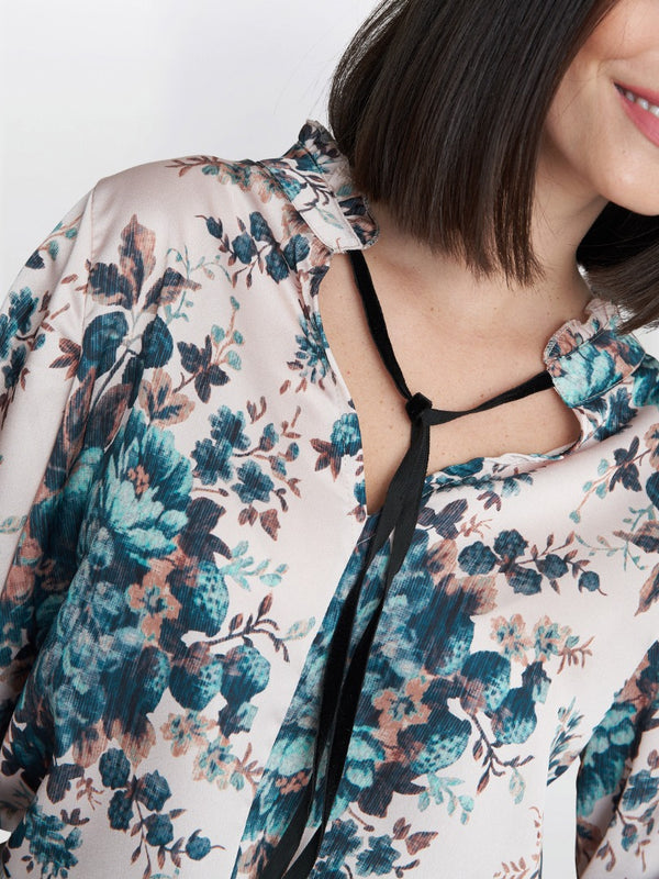 Daria Floral Blouse With Tie Neck