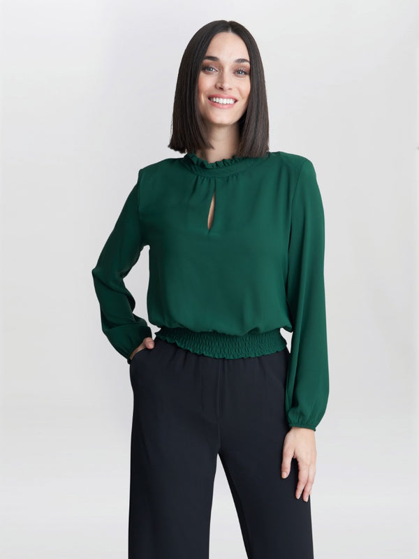 Jolene Frill Neck Top With Waist Shirring