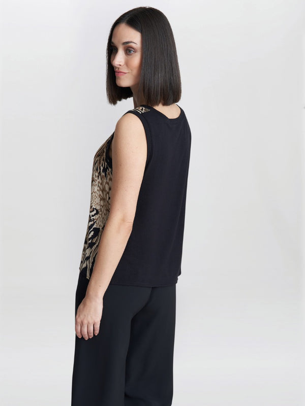 Erin Animal Print Satin Top With Knitted Back