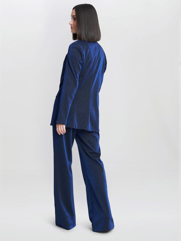 Genevive Stretch Metalic Trouser Suit