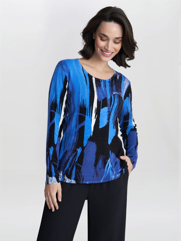 Kira Blue Abstract Print Jumper