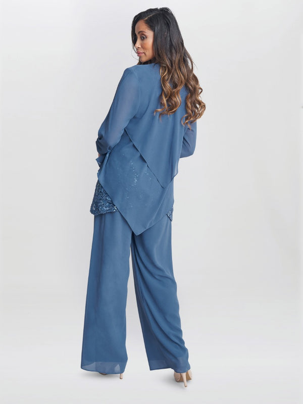 Julia 3 Piece Trouser Suit With Lace Top, Jacket And Trouser