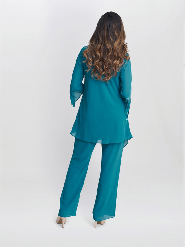 Wilma Chiffon Trouser Suit With Asymmetric Blouse