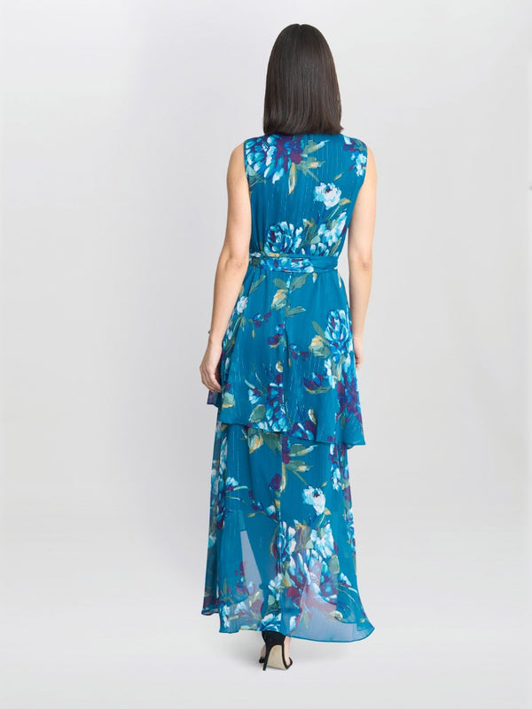 Tamara Printed Sleeveless Maxi Dress With Belt