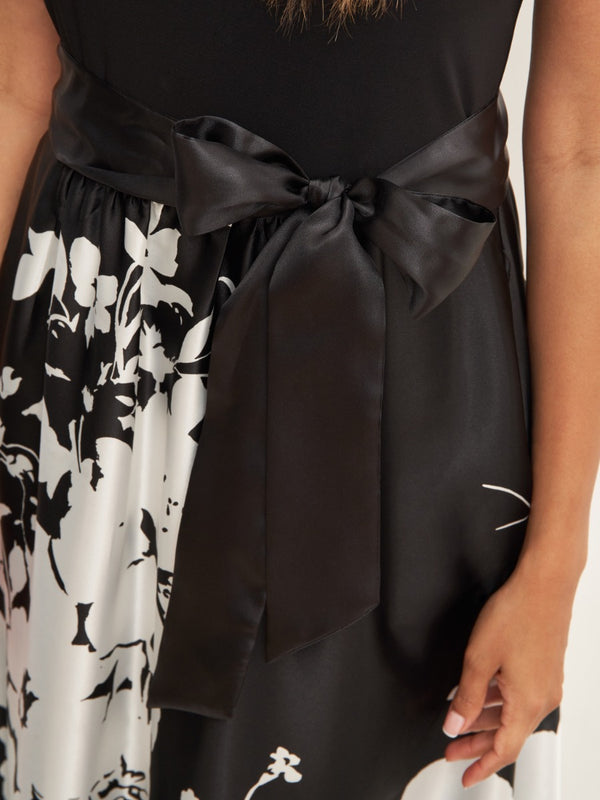 Jaimarie Floral Satin And Jersey Dress