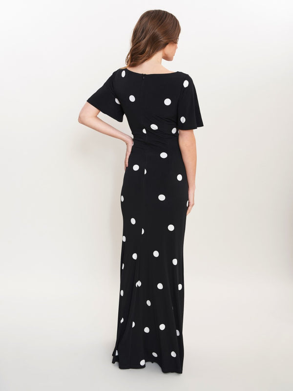 Aleece Spaced Spot Jersey Maxi Dress With Tucks